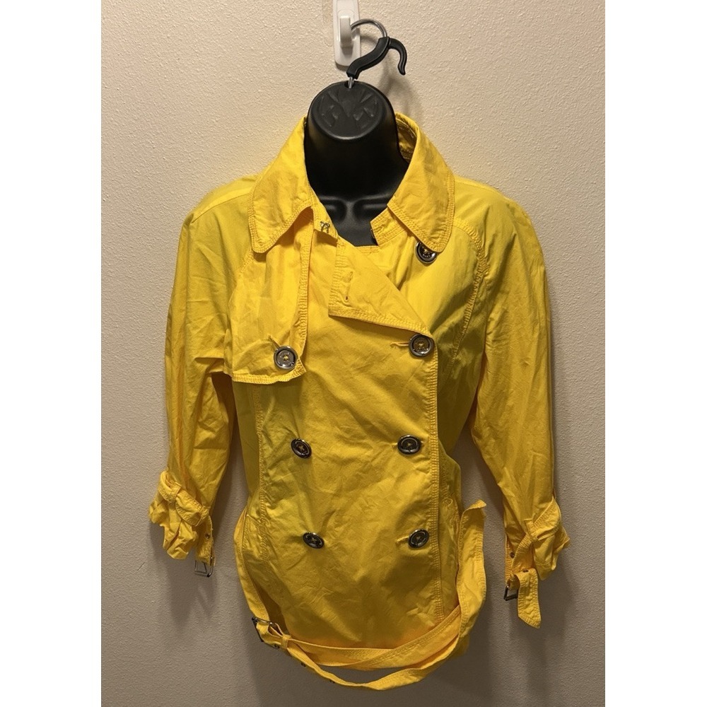 Michael Michael‎ Kors Yellow Lined Double Breasted Belted Trench Coat WMN L